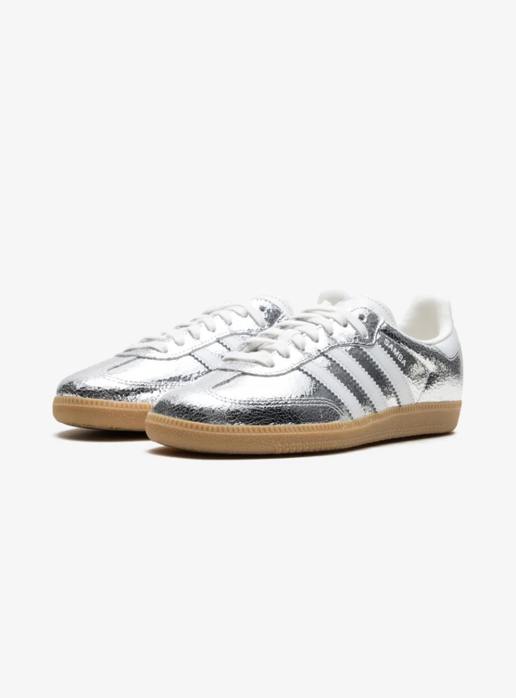 Adidas Samba OG Silver Metallic Cracked Leather - Image 2