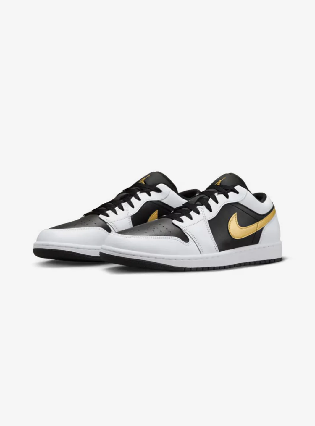 Air Jordan 1 Low White Black Metallic Gold Swoosh - Image 2
