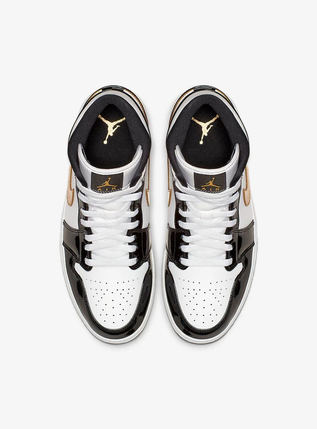 Air Jordan 1 Mid Patent Black White Gold - Image 3