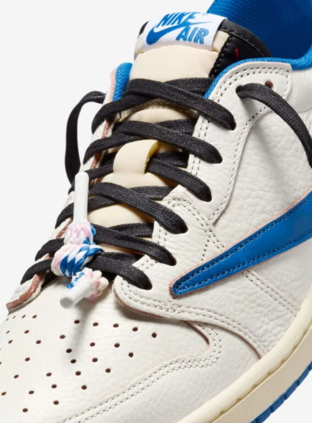 Air Jordan 1 Retro Low OG SP Fragment x Travis Scott Sail Military Blue - Image 3