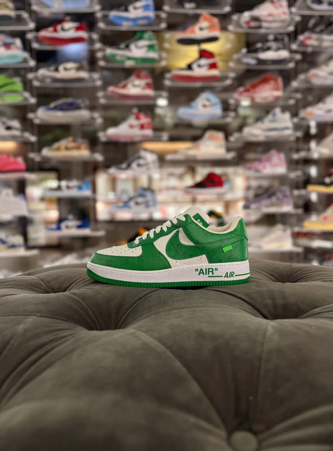 Louis Vuitton Nike Air Force 1 Low By Virgil Abloh White Green - Usato 9.9/10