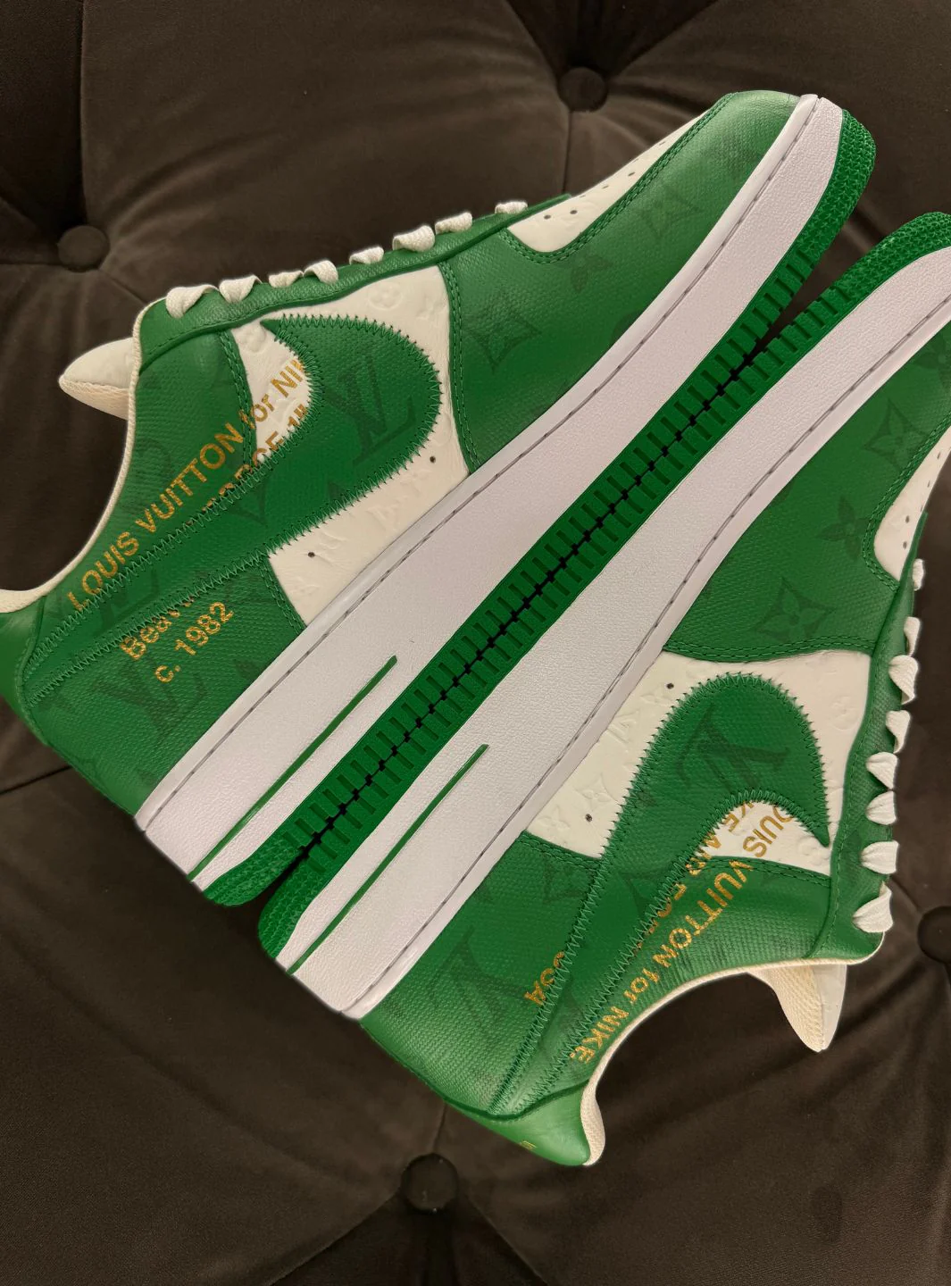 Louis Vuitton Nike Air Force 1 Low By Virgil Abloh White Green - Usato 9.9/10 - Image 12
