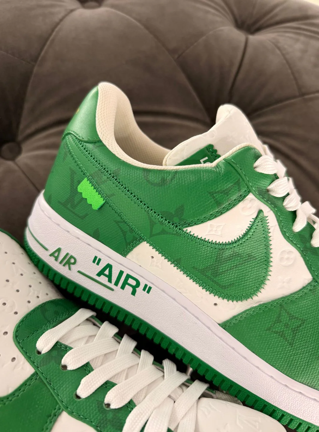 Louis Vuitton Nike Air Force 1 Low By Virgil Abloh White Green - Usato 9.9/10 - Image 17