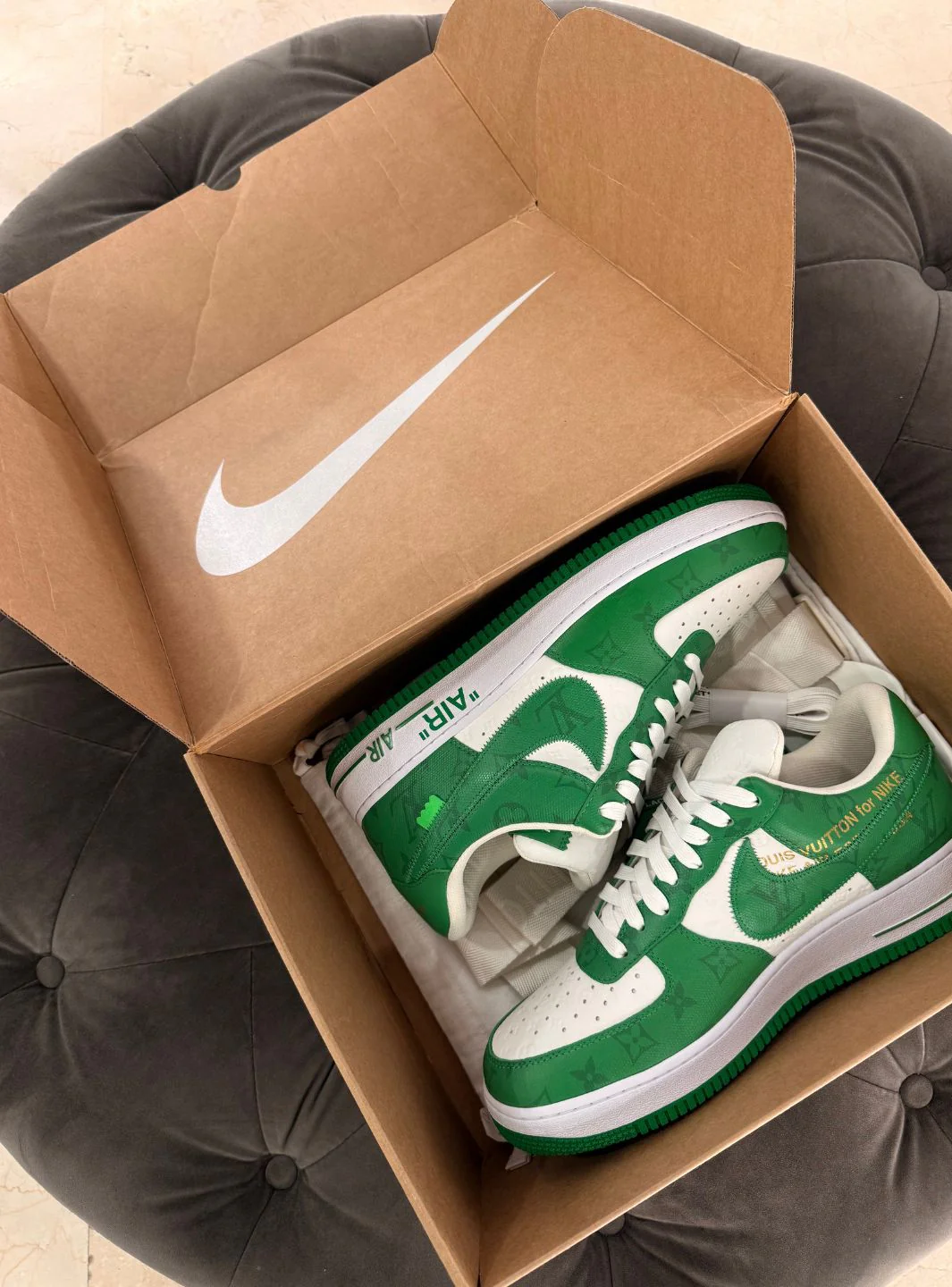 Louis Vuitton Nike Air Force 1 Low By Virgil Abloh White Green - Usato 9.9/10 - Image 19