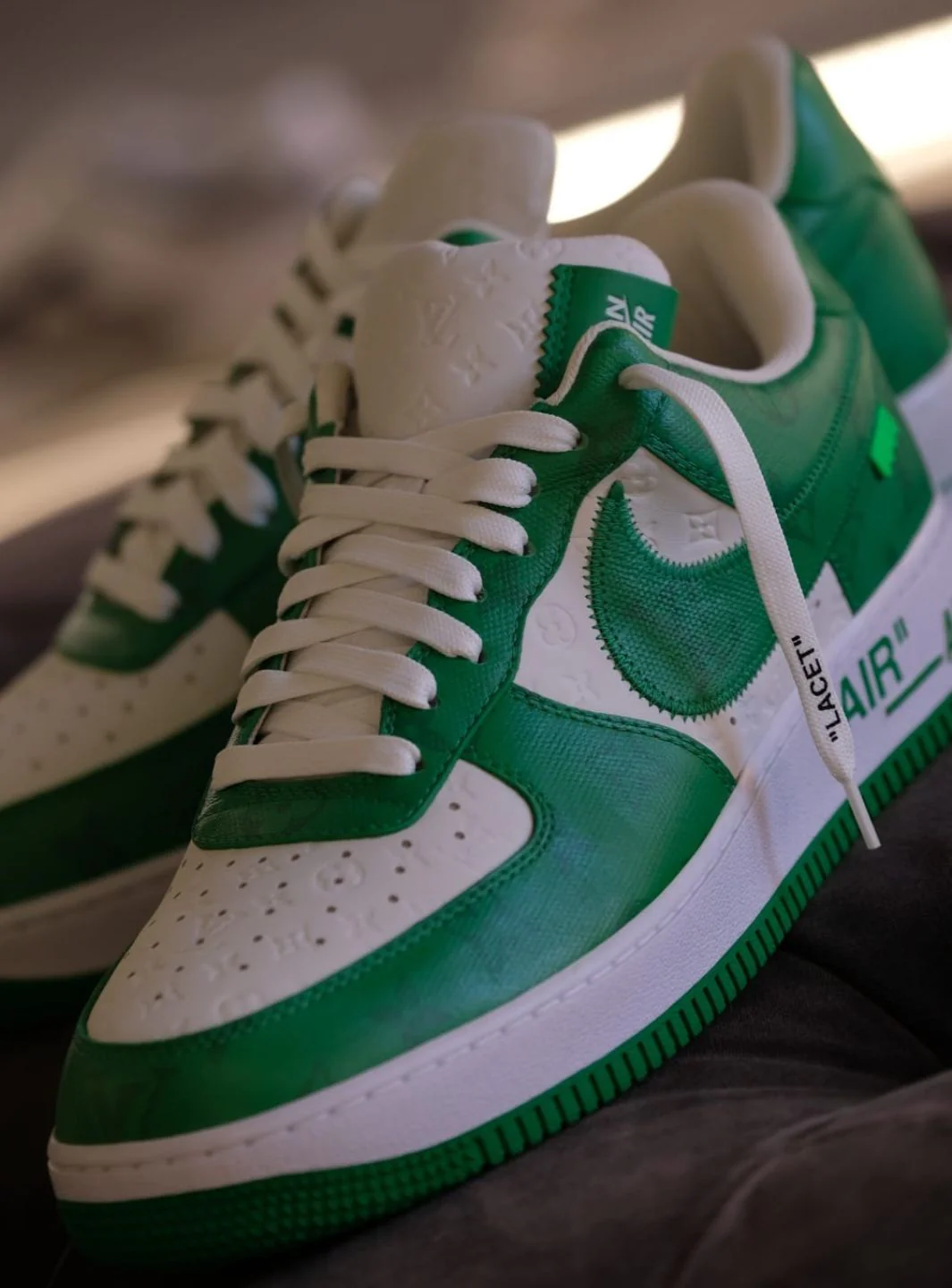 Louis Vuitton Nike Air Force 1 Low By Virgil Abloh White Green - Usato 9.9/10 - Image 27