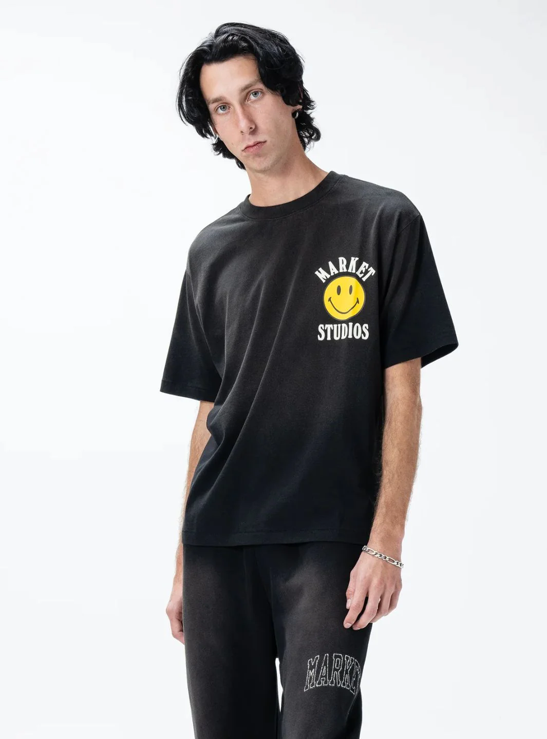 Market Studios Smiley Lockup T-Shirt Jet Black - Image 5