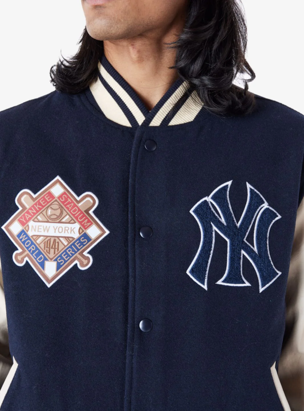New Era New York Yankees MLB Patch Navy Varsity Jacket - Image 3