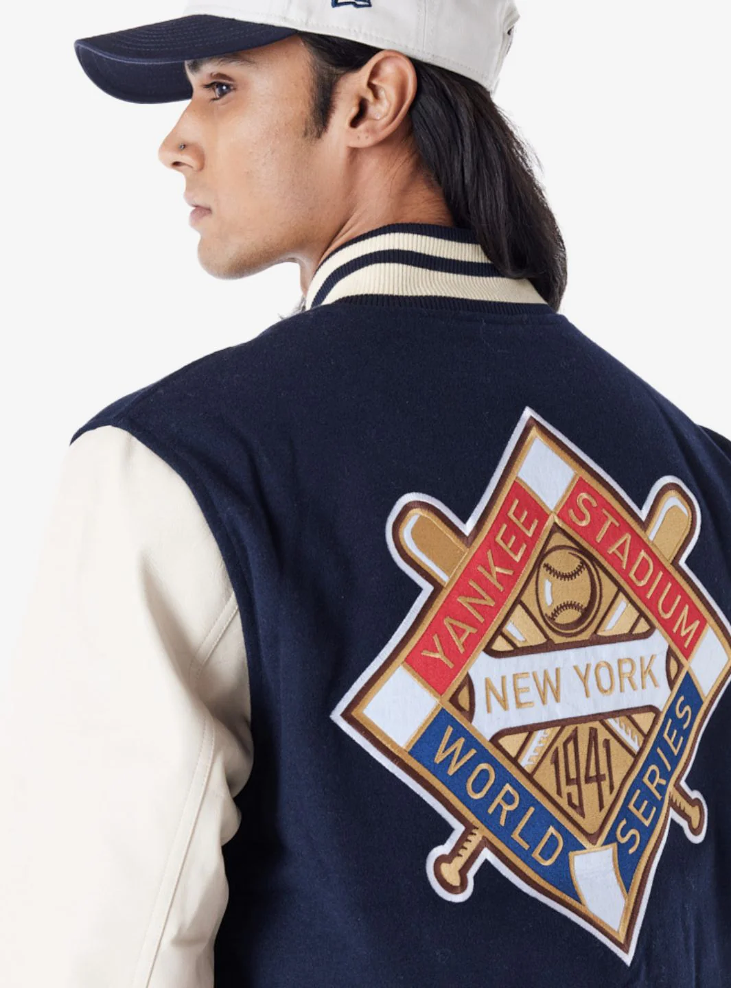 New Era New York Yankees MLB Patch Navy Varsity Jacket - Image 4