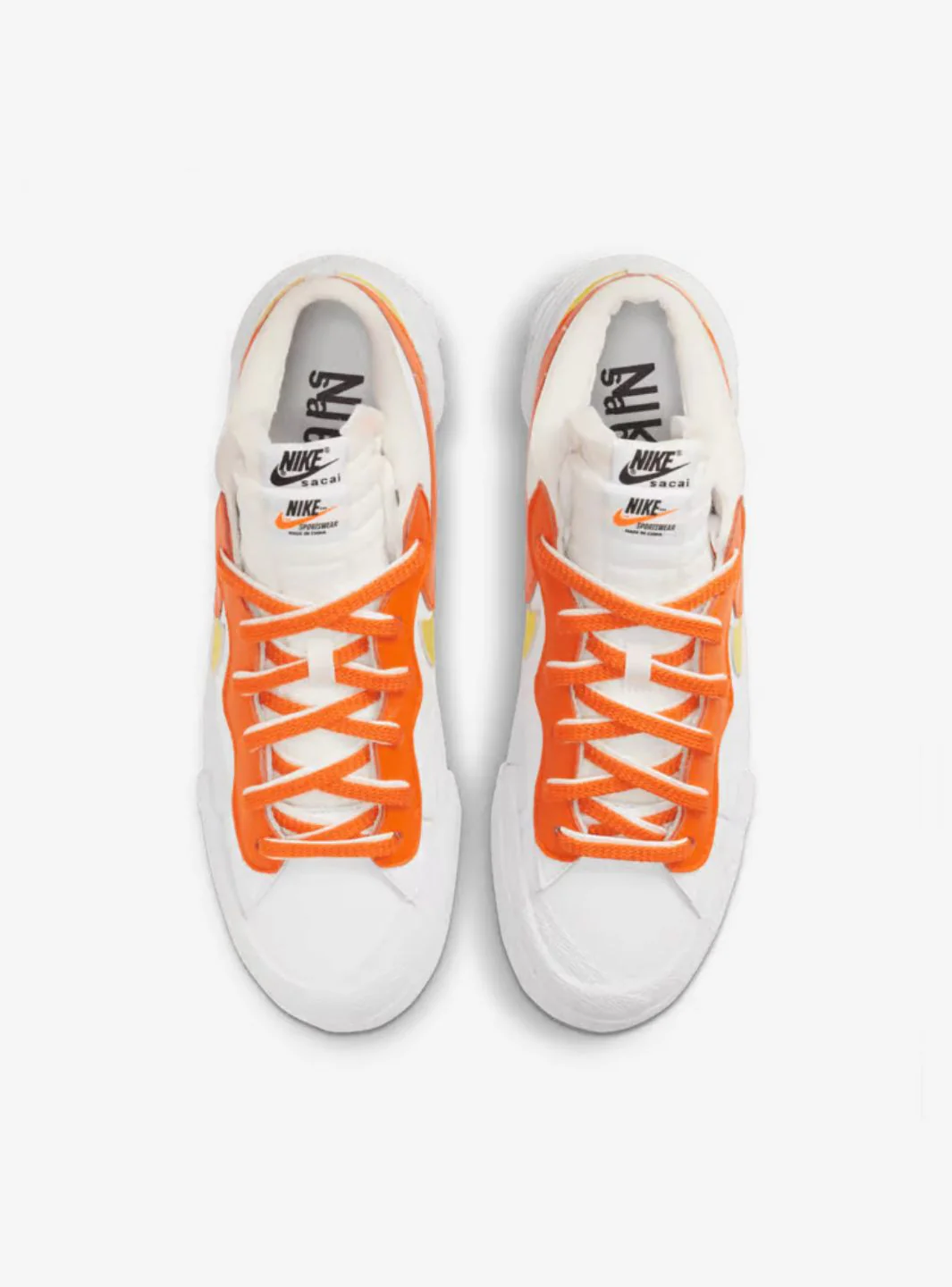 Nike Blazer Low Sacai White Magma Orange - Image 4