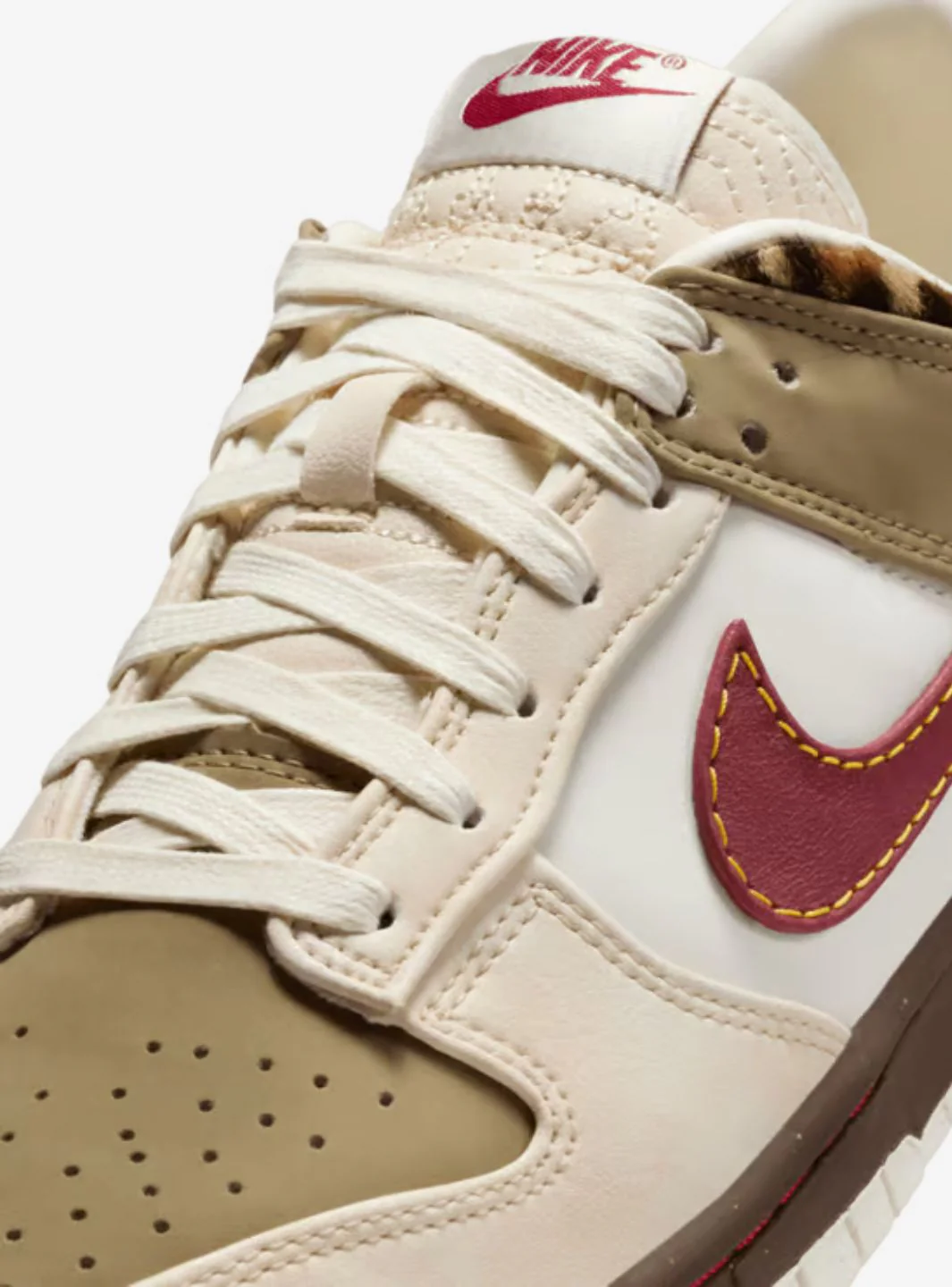 Nike Dunk Low Retro Khaki Team Red Pearl White (W) - Image 3
