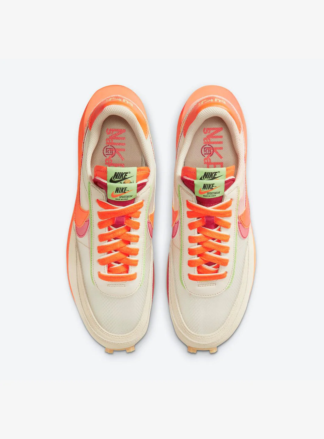 Nike LD Waffle Sacai CLOT Kiss of Death Net Orange Blaze - Image 4