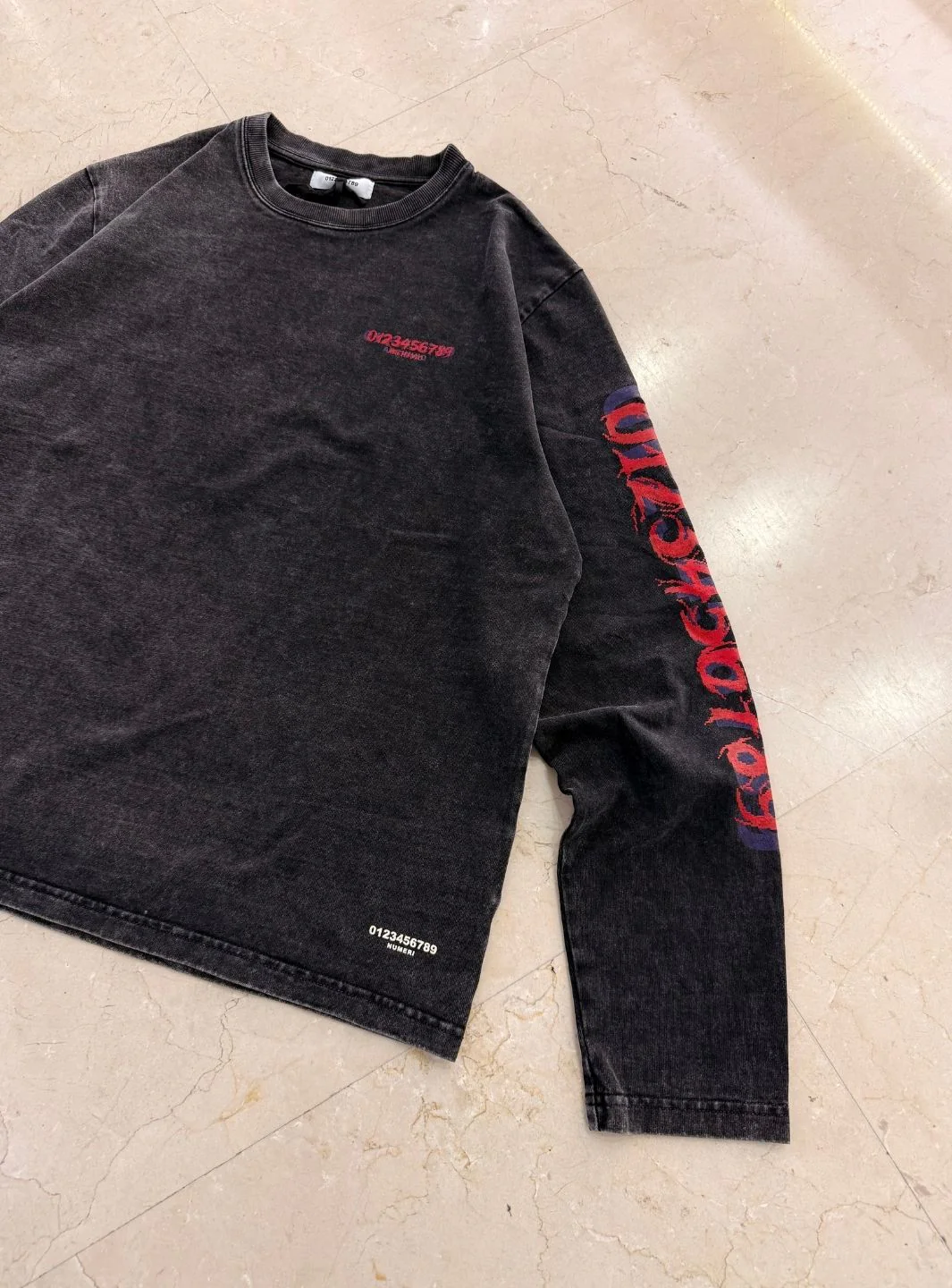 Numeri Archivio Longsleeve Washed Black Red - Image 6