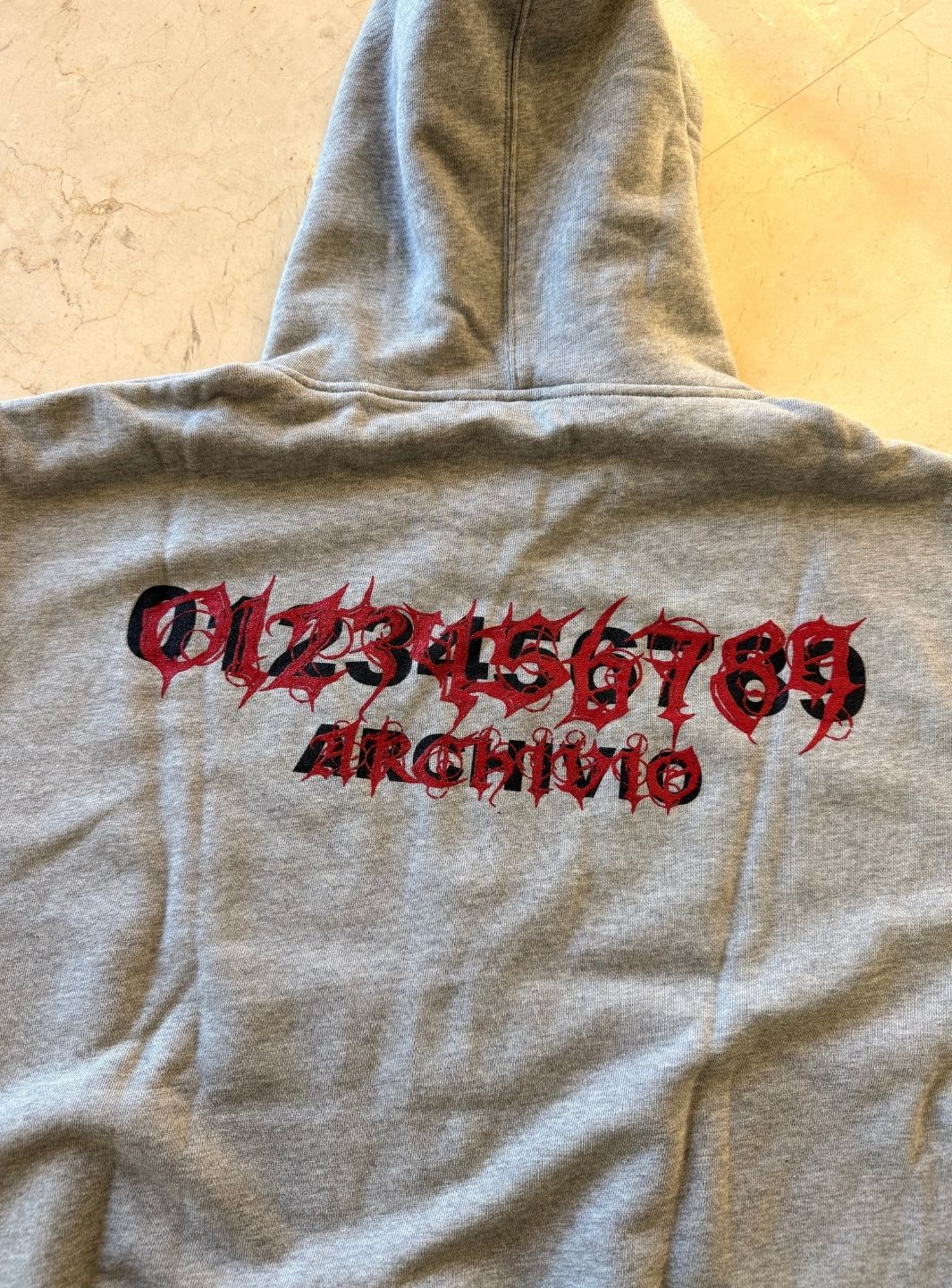 Numeri Archivio Zip Up Hooded Sweatshirt Grey Melange Red - Image 7