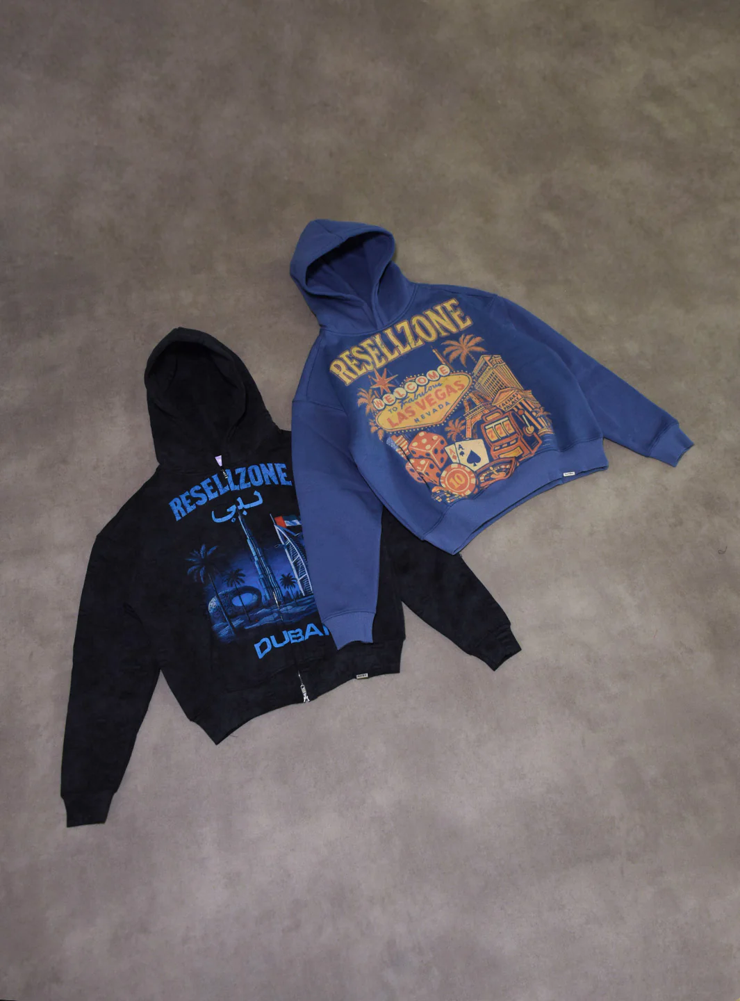 ResellZone Dubai Zip Up Hooded Sweatshirt Washed Black - Image 9