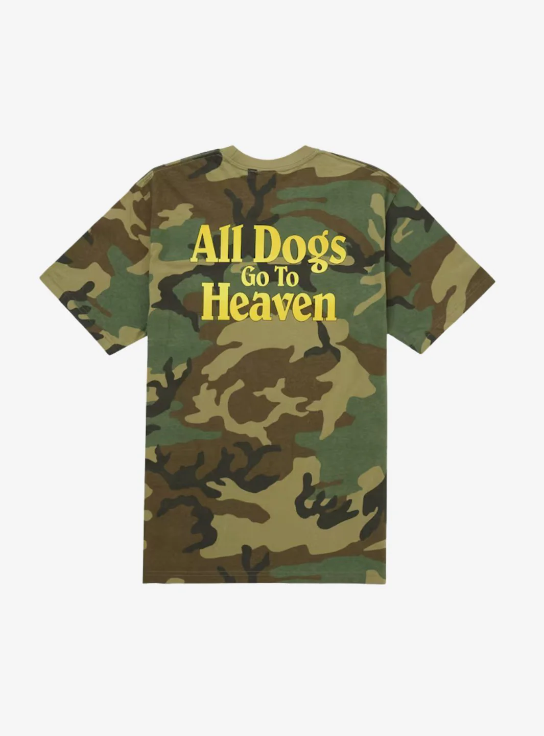 Supreme All Dogs Go To Heaven T-Shirt Woodland Camo - Image 2