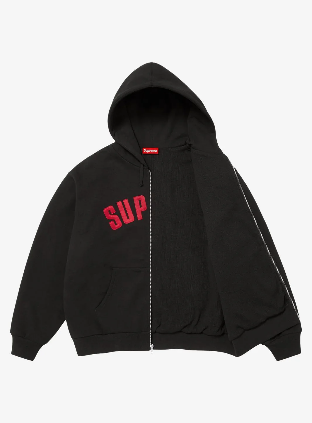 Supreme Arc Thermal Lined Zip Up Hooded Sweatshirt Black - Image 2