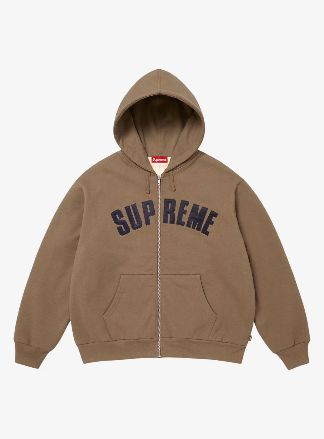 Supreme Arc Thermal Lined Zip Up Hooded Sweatshirt Brown