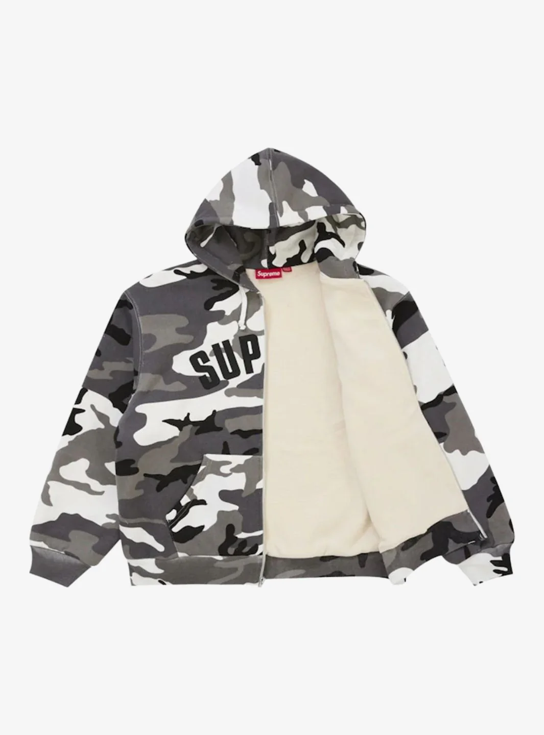 Supreme Arc Thermal Lined Zip Up Hooded Sweatshirt Snow Camo - Image 2