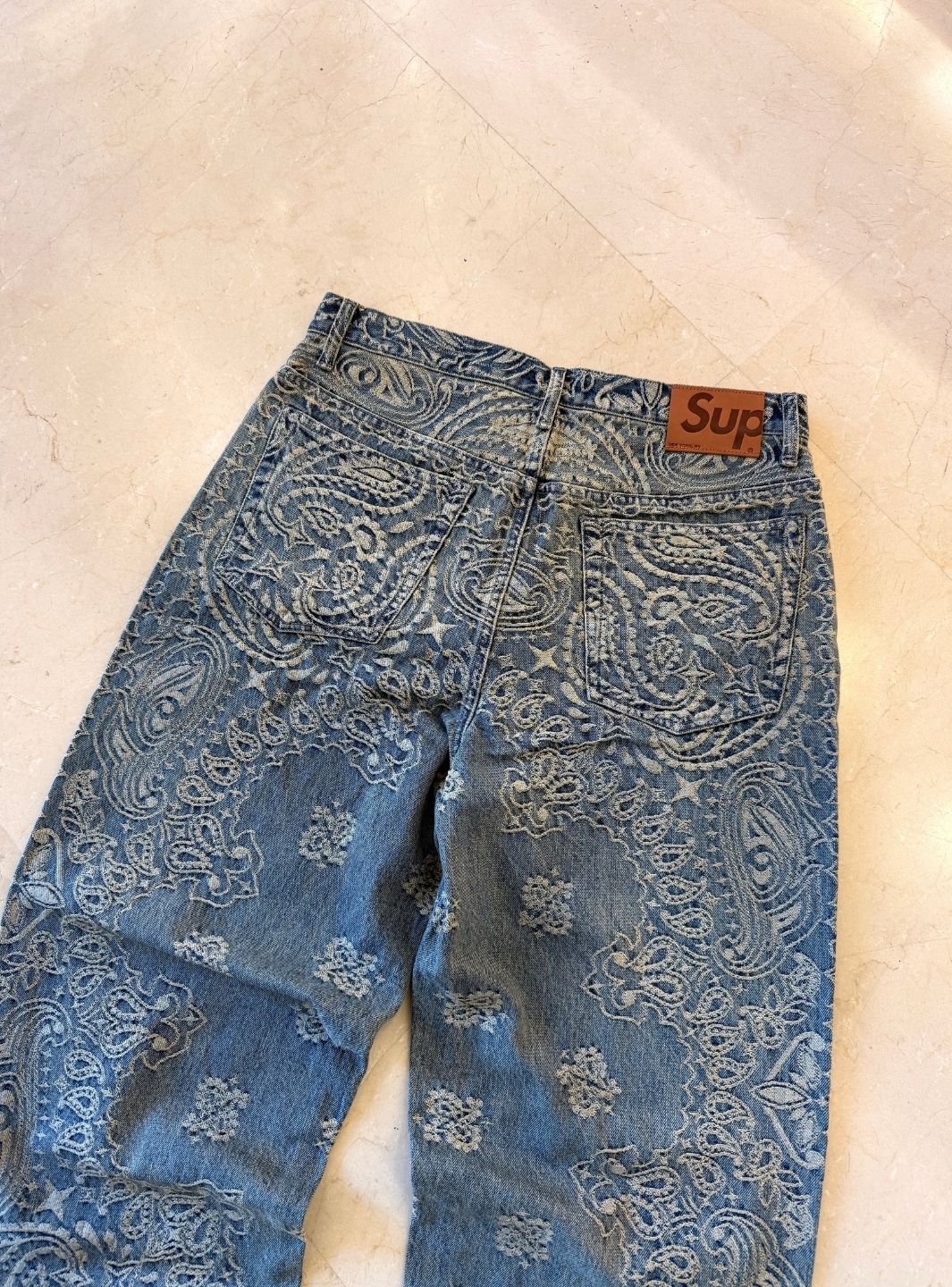 Supreme Bandana Jacquard Baggy Jeans Blue - Image 4