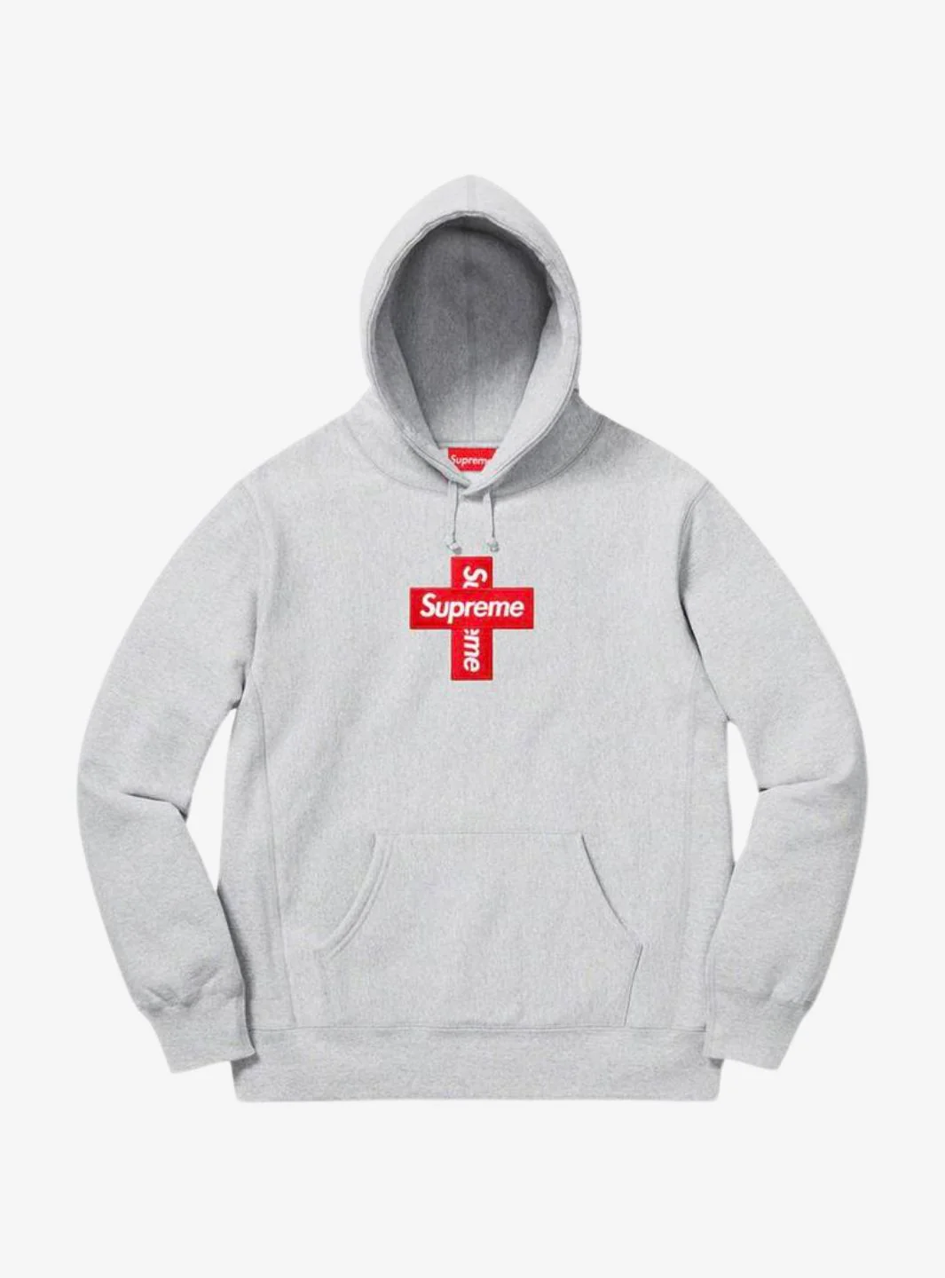 Supreme Cross Box Logo Hooded Sweatshirt Heather Grey