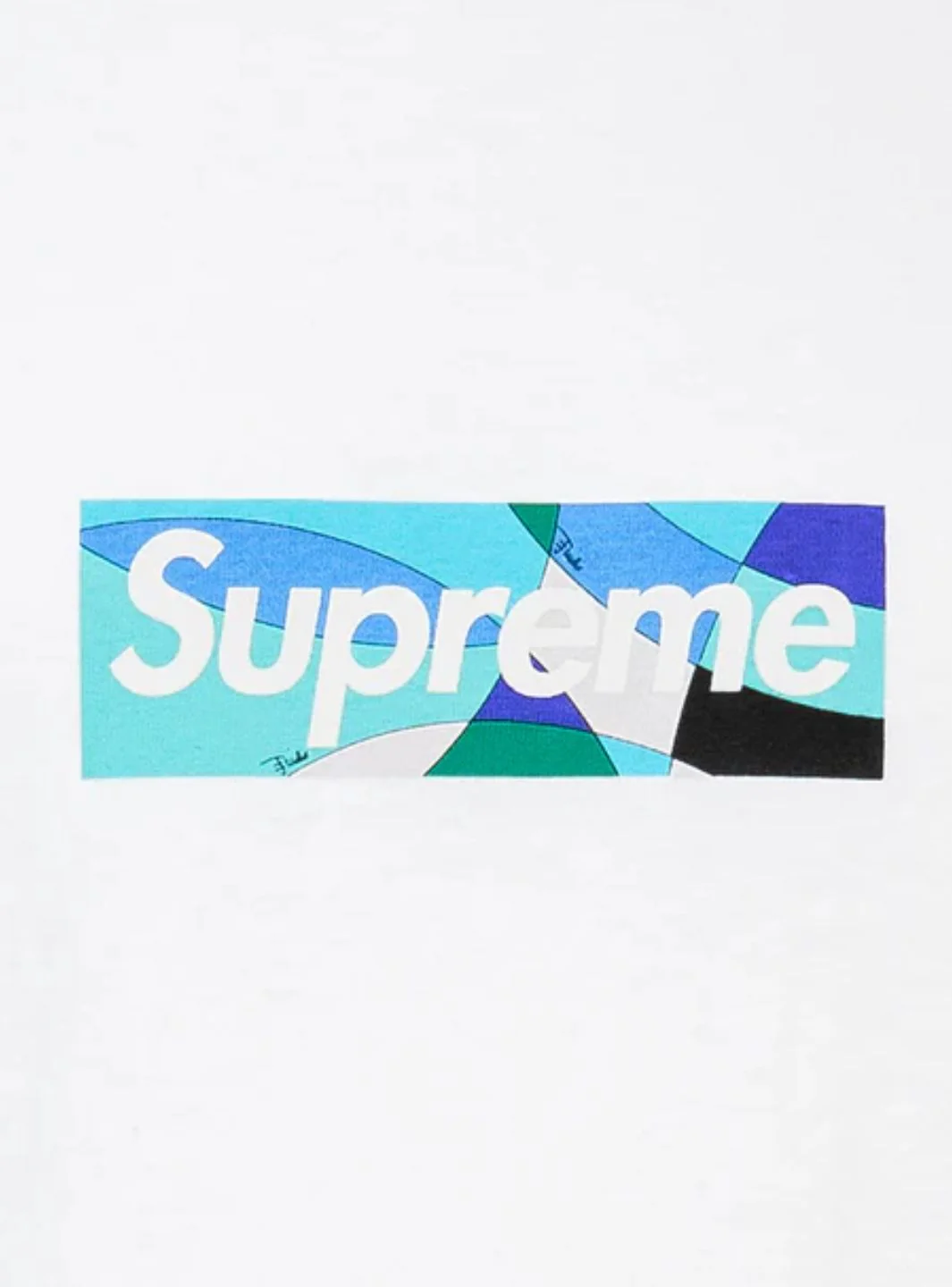 Supreme Emilio Pucci Box Logo T-Shirt White/Blue - Image 2