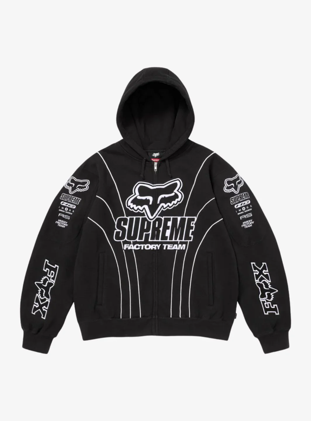 Supreme Fox Racing Zip Up Hooded Sweatshirt Black