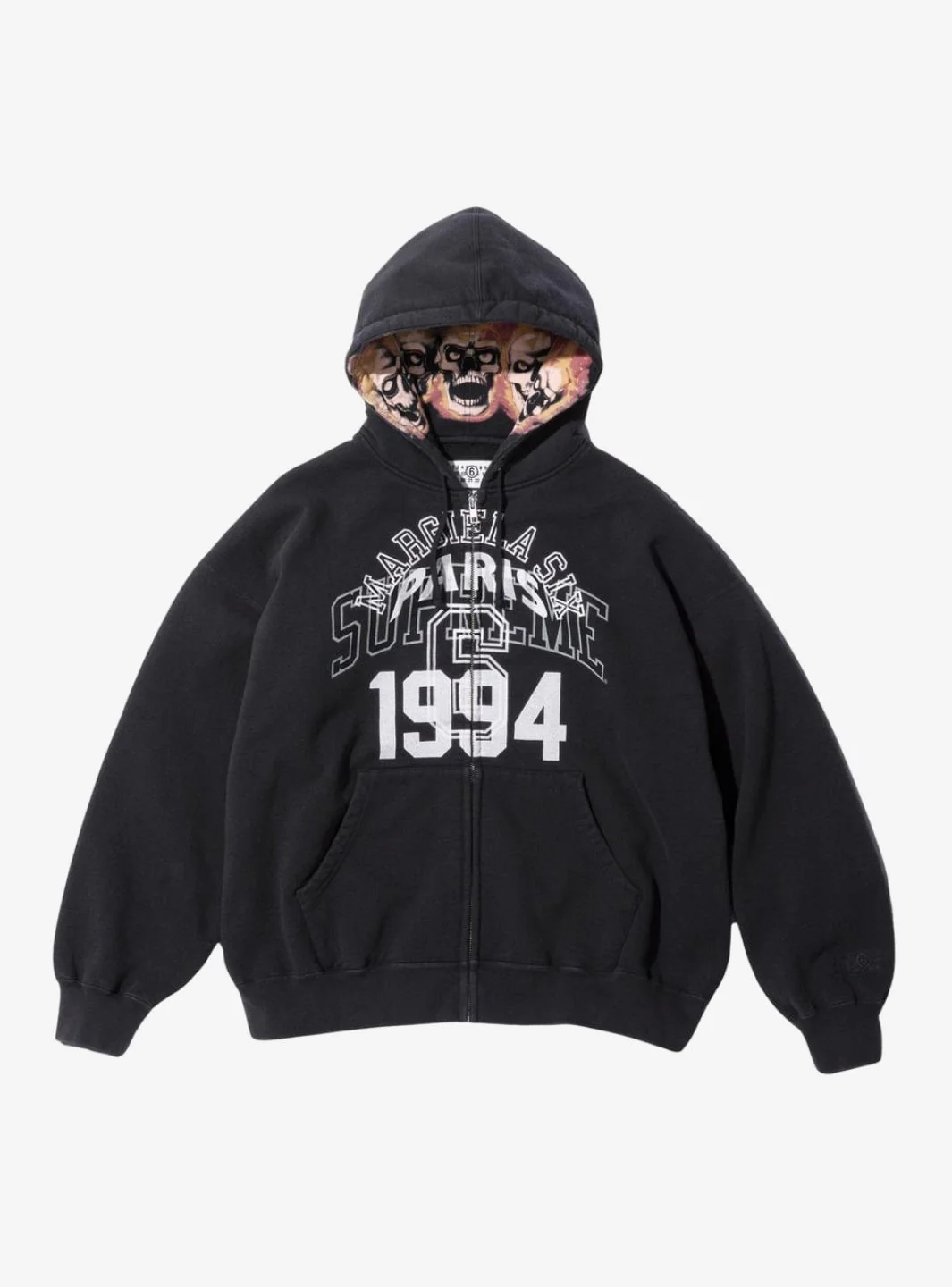 Supreme MM6 Maison Margiela Zip Up Hooded Sweatshirt Black