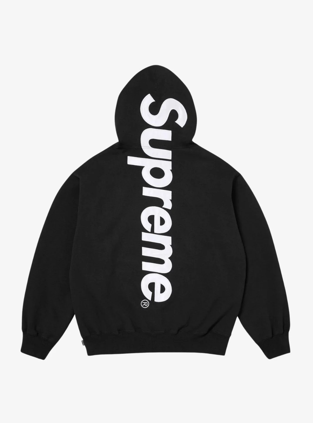 Supreme Satin Appliqué Hooded Sweatshirt Black (FW25) - Image 2