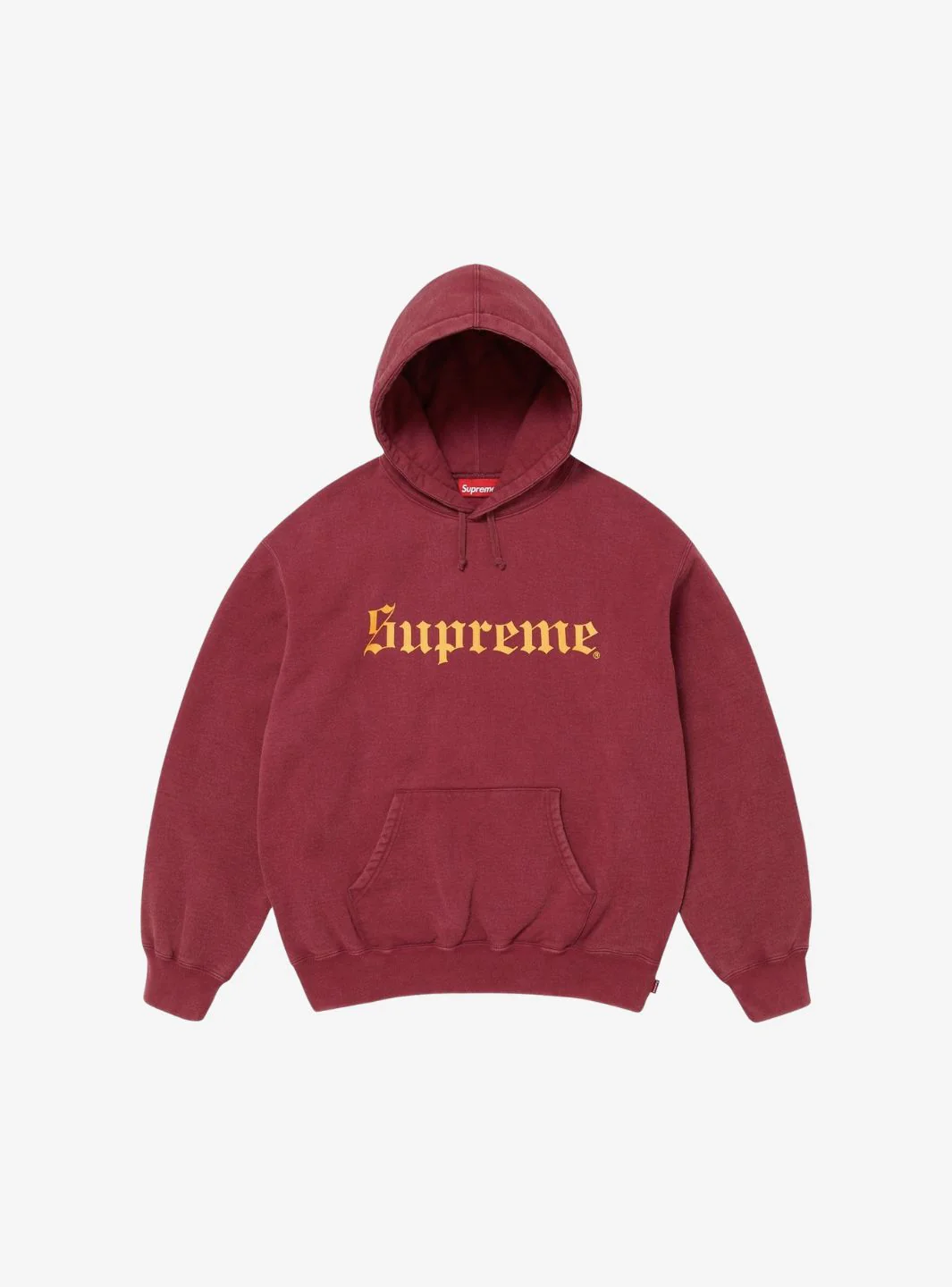 Supreme Washed Old English Hooded Sweatshirt Cardinal