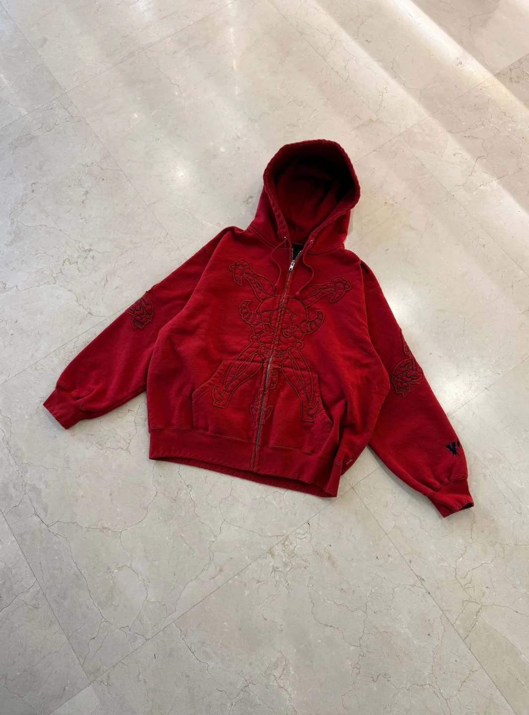 Supreme Y's by Yohji Yamamoto Zip Up Hooded Sweatshirt Red - Image 4