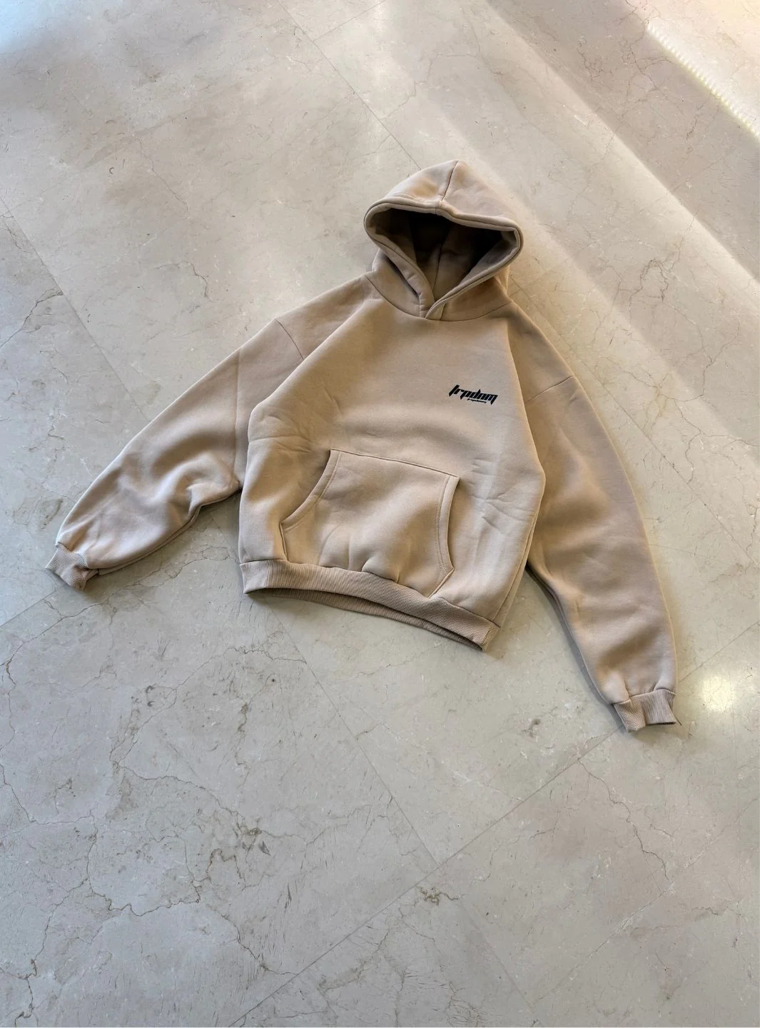 Trap Denim Hoodie Beige - Image 2