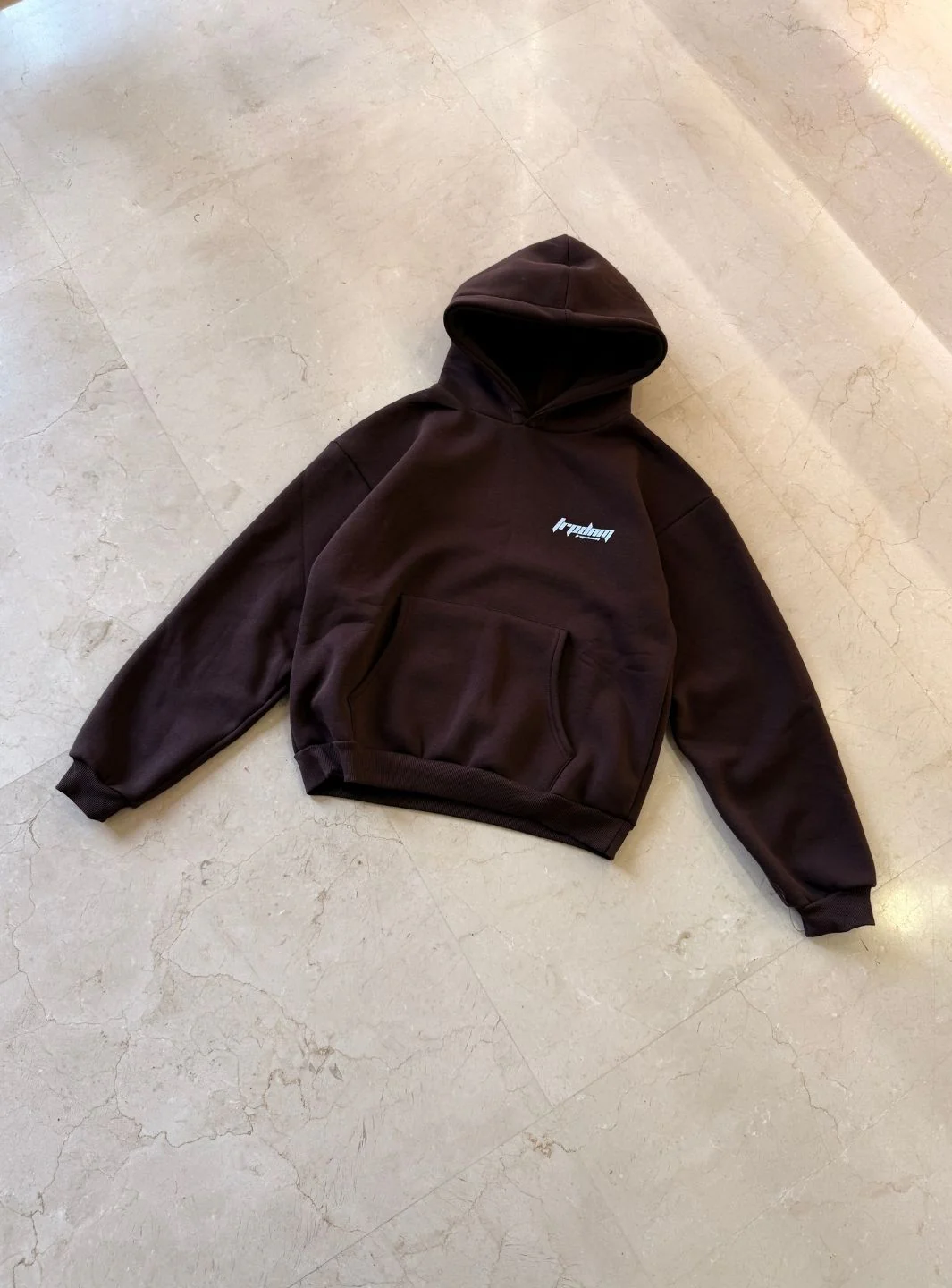 Trap Denim Hoodie Dark Browm - Image 2