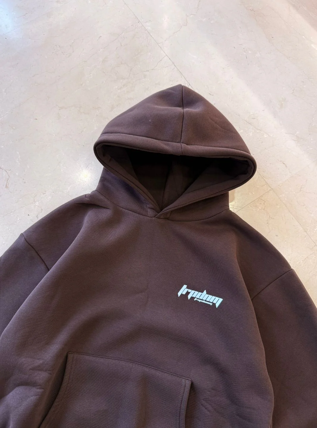 Trap Denim Hoodie Dark Browm - Image 3