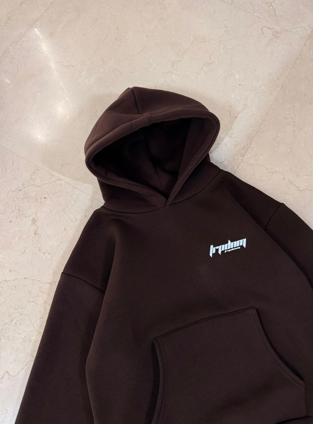 Trap Denim Hoodie Dark Browm - Image 5