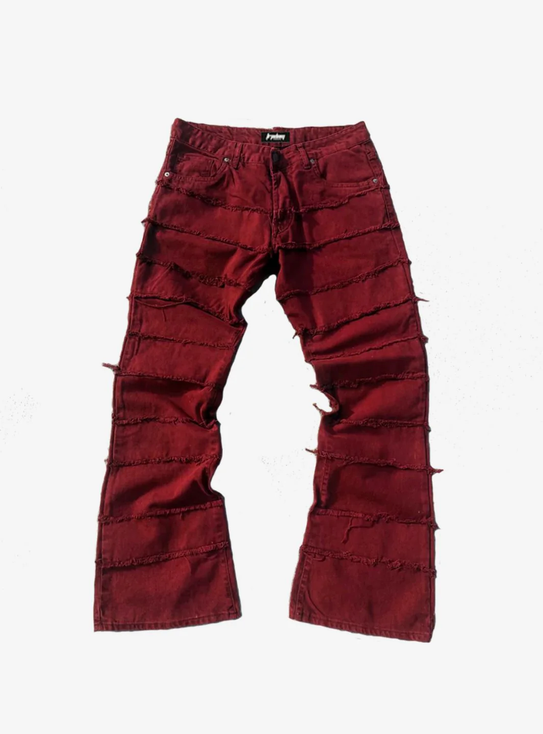 Trap Denim Painted Ripped Flare Jeans Red