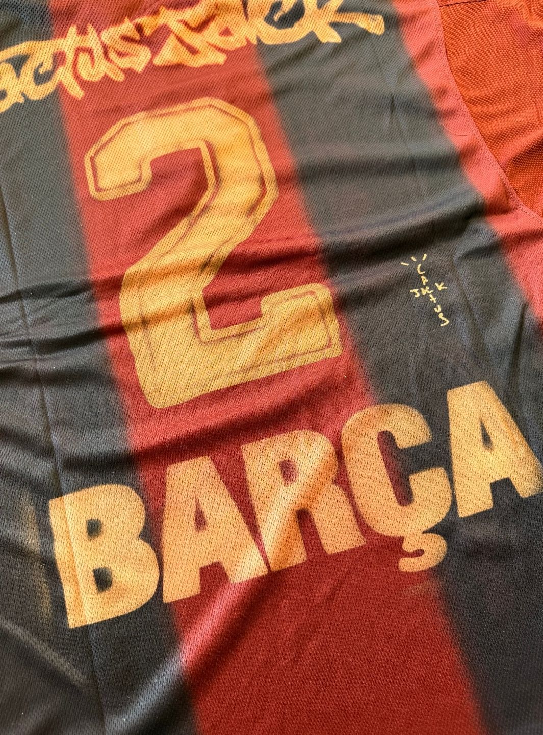 Travis Scott x Nike x FC Barcelona Retro 2000/01 Home Skeleton Jersey Multicolor - Image 8